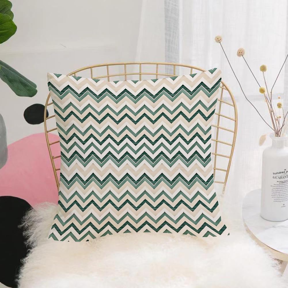 HYOSXW Cushion Cover,Throw Pillow Case Home Decorative for Living Room Bedroom Sofa Chair 16X16 Inch,Herringbone, blue, retro, green, beige, hand-painted, jagged pattern,Pillowcase 40X40cm