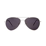 Silver Frame Black Lenses Aviator Sunglasses