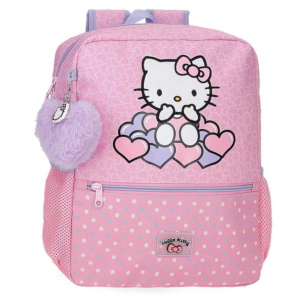 Hello Kitty Hearts & Dots Mochila Escolar Adaptable a Carro Rosa 27x33x11 cms Poliéster 9,8L