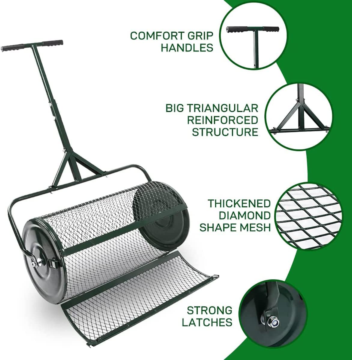 Outils de Jardin Épandeur de Compost, épandeur de Mousse de Tourbe de 24 po avec Long Manche en Forme de T pour épandre la Mousse de Tourbe, l'engrais, Les graines et l'entretien d