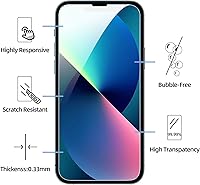 Vista 2 de NEW'C Paquete de 3 protectores de pantalla diseñados para iPhone 14, iPhone 13, iPhone 13 Pro (6.1 pulgadas), protección de vidrio templado