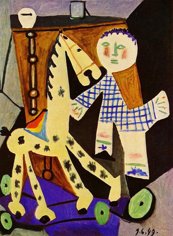 Amazon.co.jp: ピカソクロード2歳とHisToy馬ポスター抽象的な壁アート