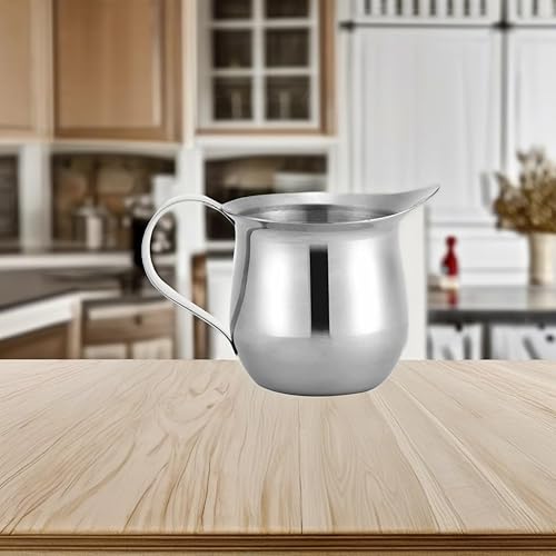 Miniatura 5 de Jarra de espuma de leche de acero inoxidable, taza de herramientas para café, adecuada para café expreso, café con leche y leche espumosa (8 onzas)