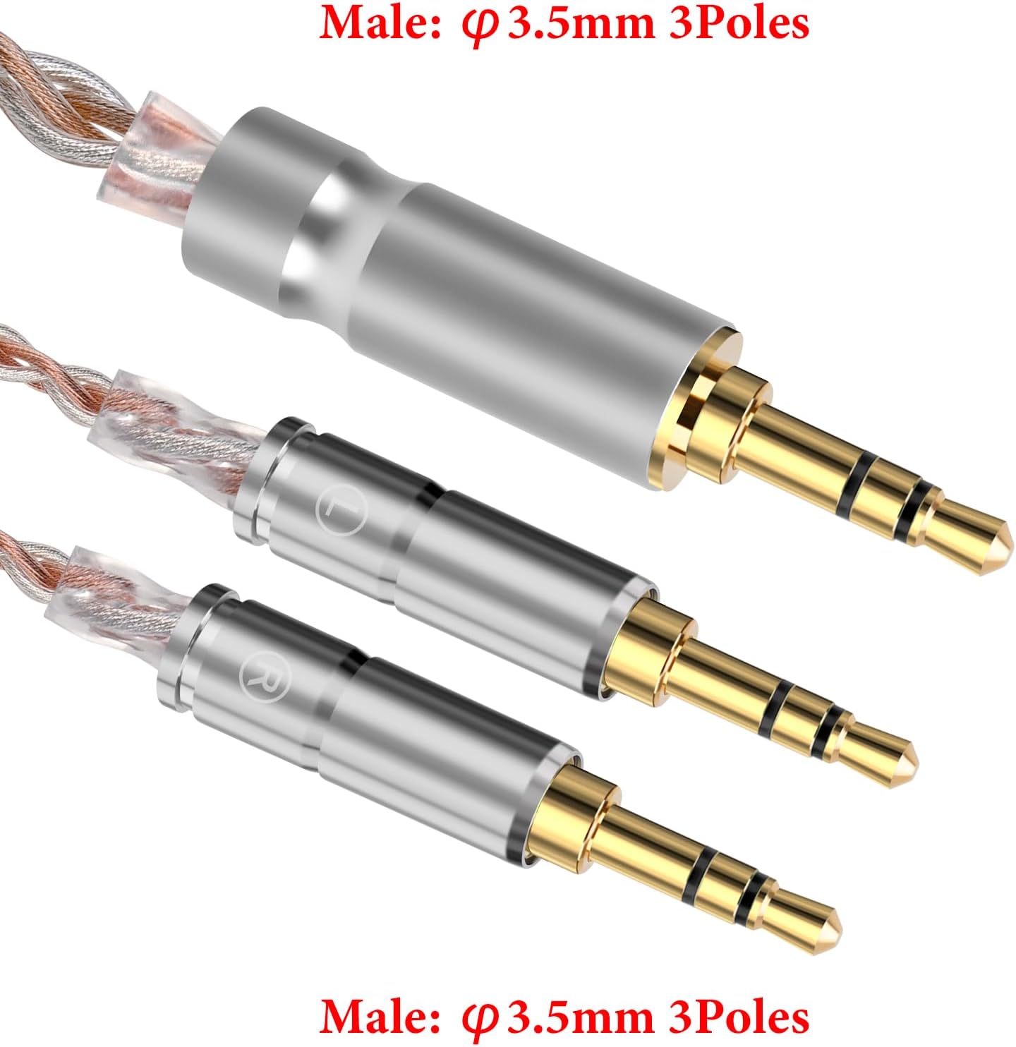GEEKRIA Apollo Copper Silver Braid Upgrade Audio Cable Compatible with HIFIMAN SUNDARA, Ananda, Arya HE4XX, 3.5mm to Dual 3.5mm Male Replacement Audiophile Cable (8.2ft / 2.5m)