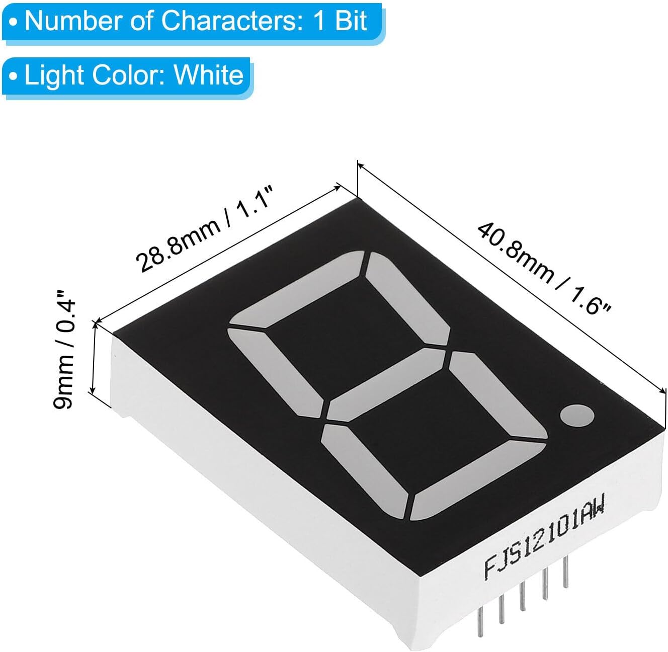 10Pcs Common Cathode 7 Segment 10 Pin 1 Digit 6V LED Display Digital Tube White YENCONG269