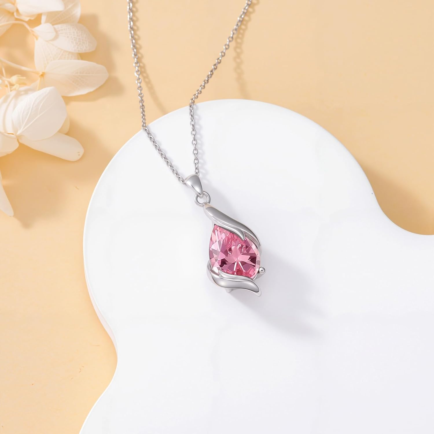 Birthstone Necklace for Women 925 Sterling Silver Teardrop Pendant Fine Jewelry Birthday Gifts for Her Wife Mom - Image 5