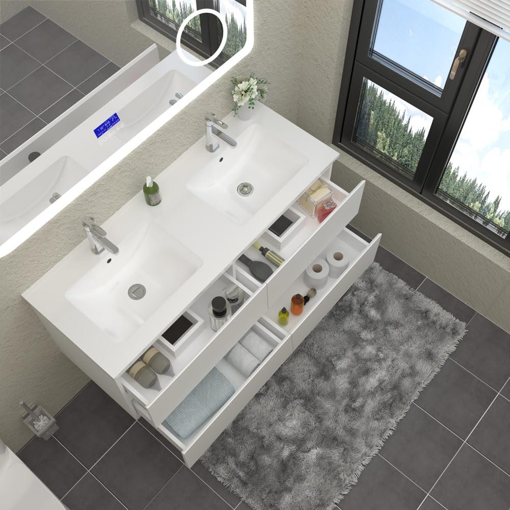 Allibert Meuble Sous-vasque 120 Cm à Suspendre SANTIAGO - 2 Tiroirs