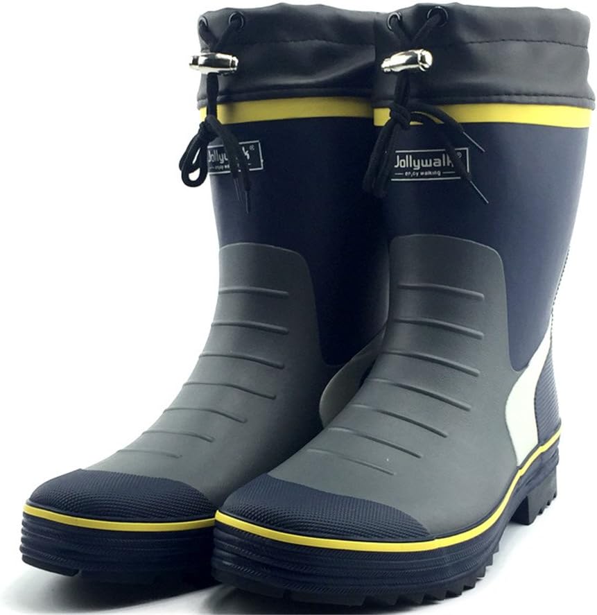 Rain Boots Men Mid-calf, Casual Outdoor Waterproof Rain Footwear Antiskid