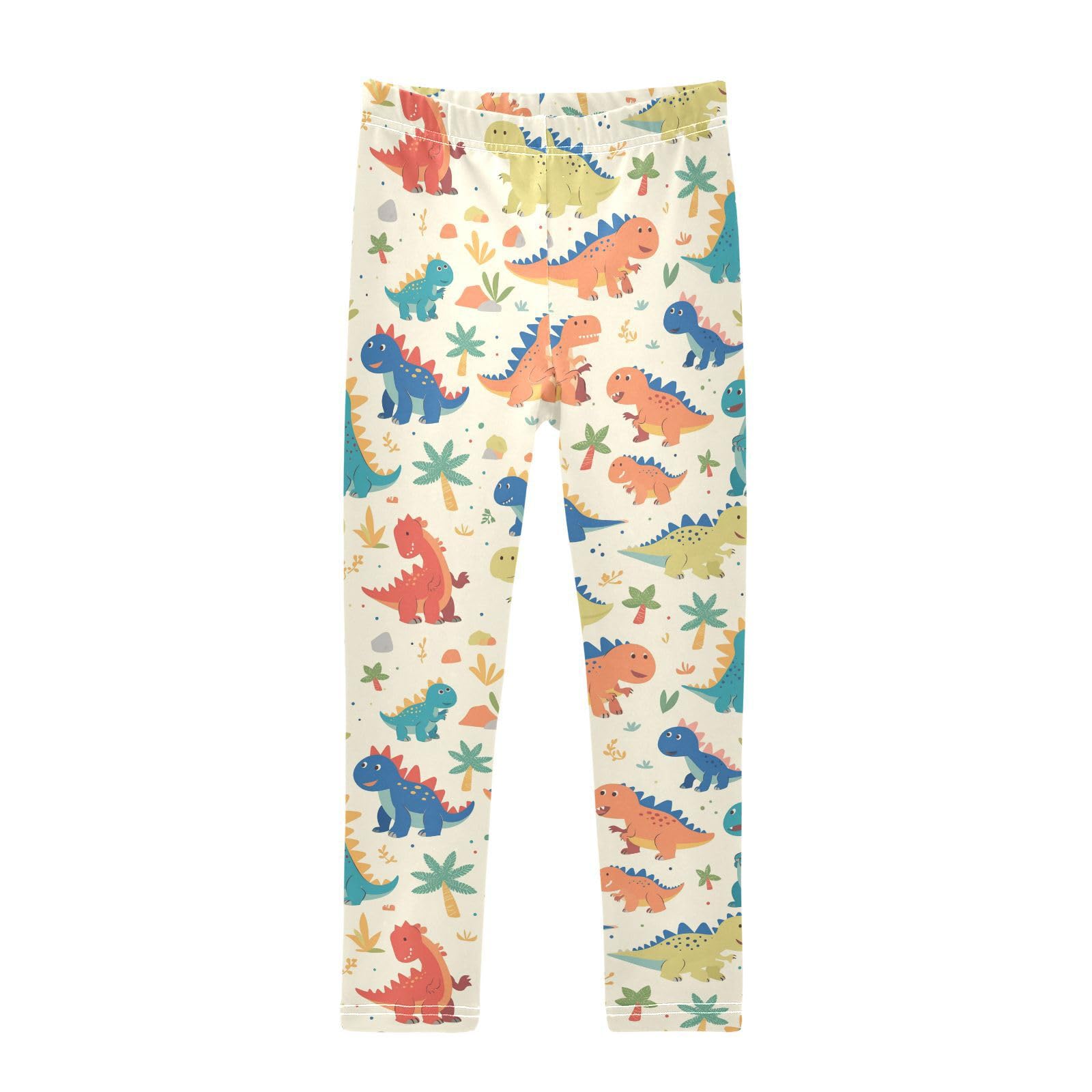 Wusikd Cartoon Dinosaur Colors Girls' Leggings Toddler Doodles Cute Kids Yoga Pants Dance Active Tights 7-8T Multi