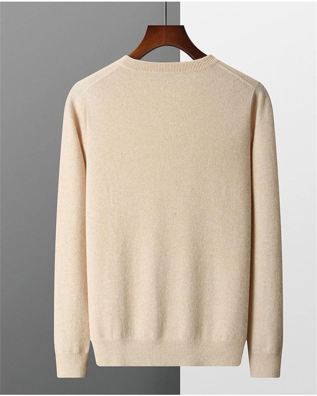 Męski sweter okrągły dekolt sweter cienki jednolity kolor slim fit casual sweter z długim rękawem