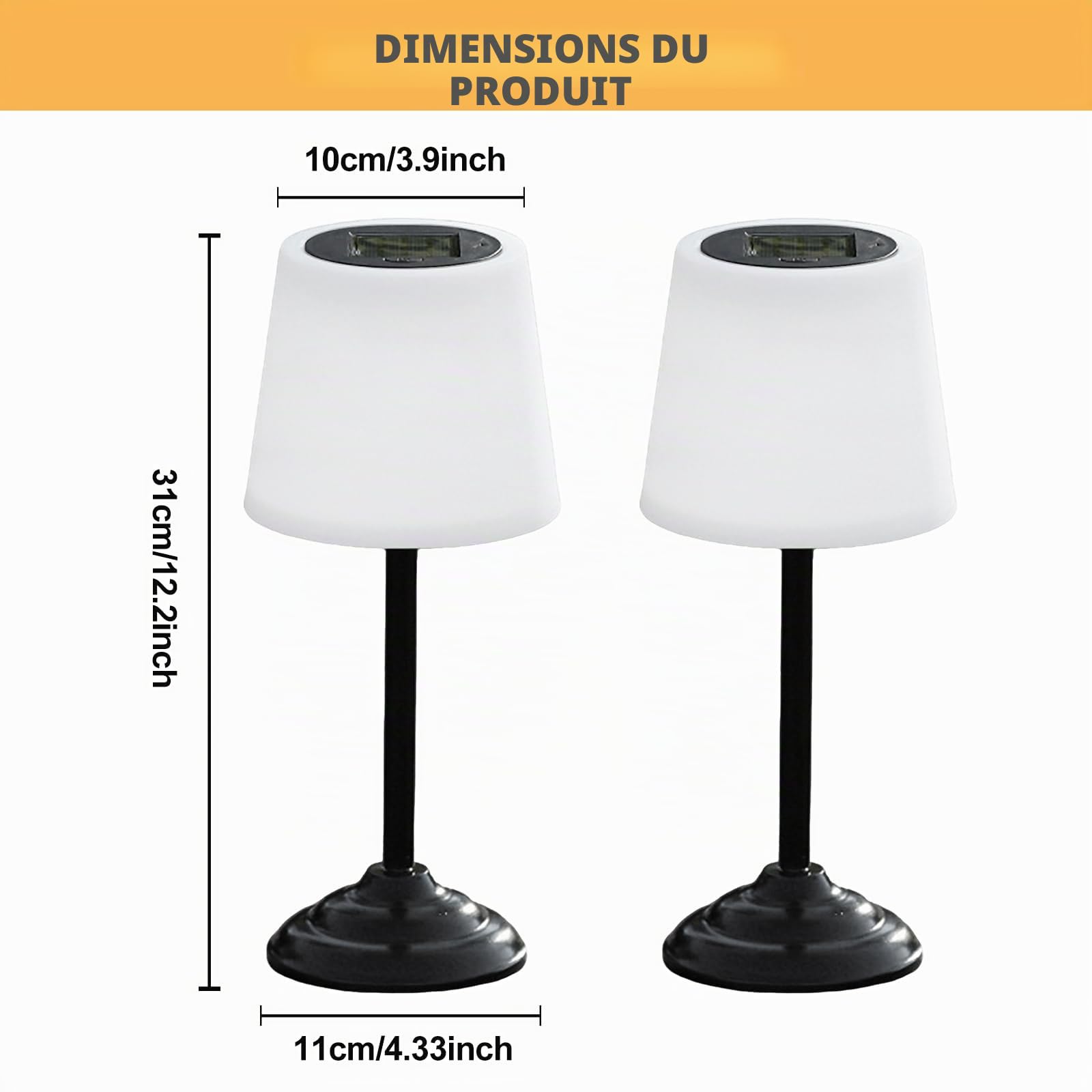 BYZESTY Lot de 2 Lampes de Table Solaire Exterieur, Lampe de Table Solaire Cabless, Lampes de Table d'Extérieur Warm White, Lampe Terrasse Exterieur pour Jardin, Balcon ou Patio