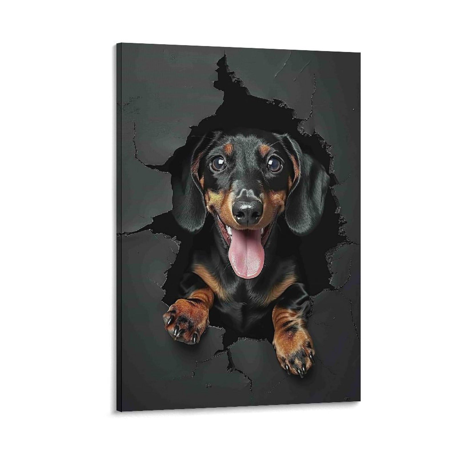 DHBANEIOK Dachshund Puppy Peek Poster Artwork Canvas Prints Picture Modern Wall Art Picture Wall Hanging for Dining Room Kitchen Home Office Decor 24x36inch(60x90cm)