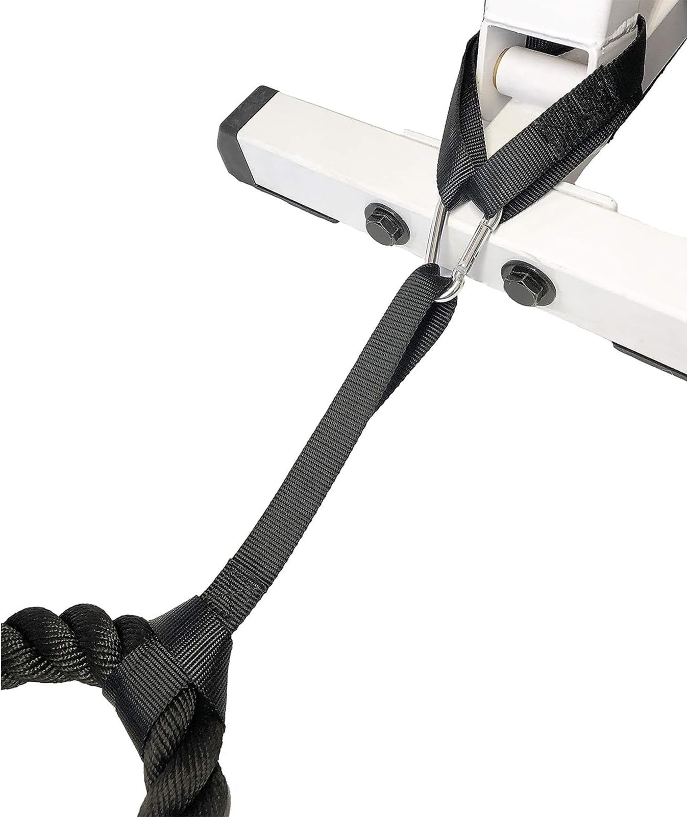 THE WHITE SHOP Battle Rope Anchor Strap Kit | Heavy Duty Reinforced Nylon | Easy and Fast Setup | Stops Rope Damage | Stainless Steel Carabiner | Includes Exercise Guide