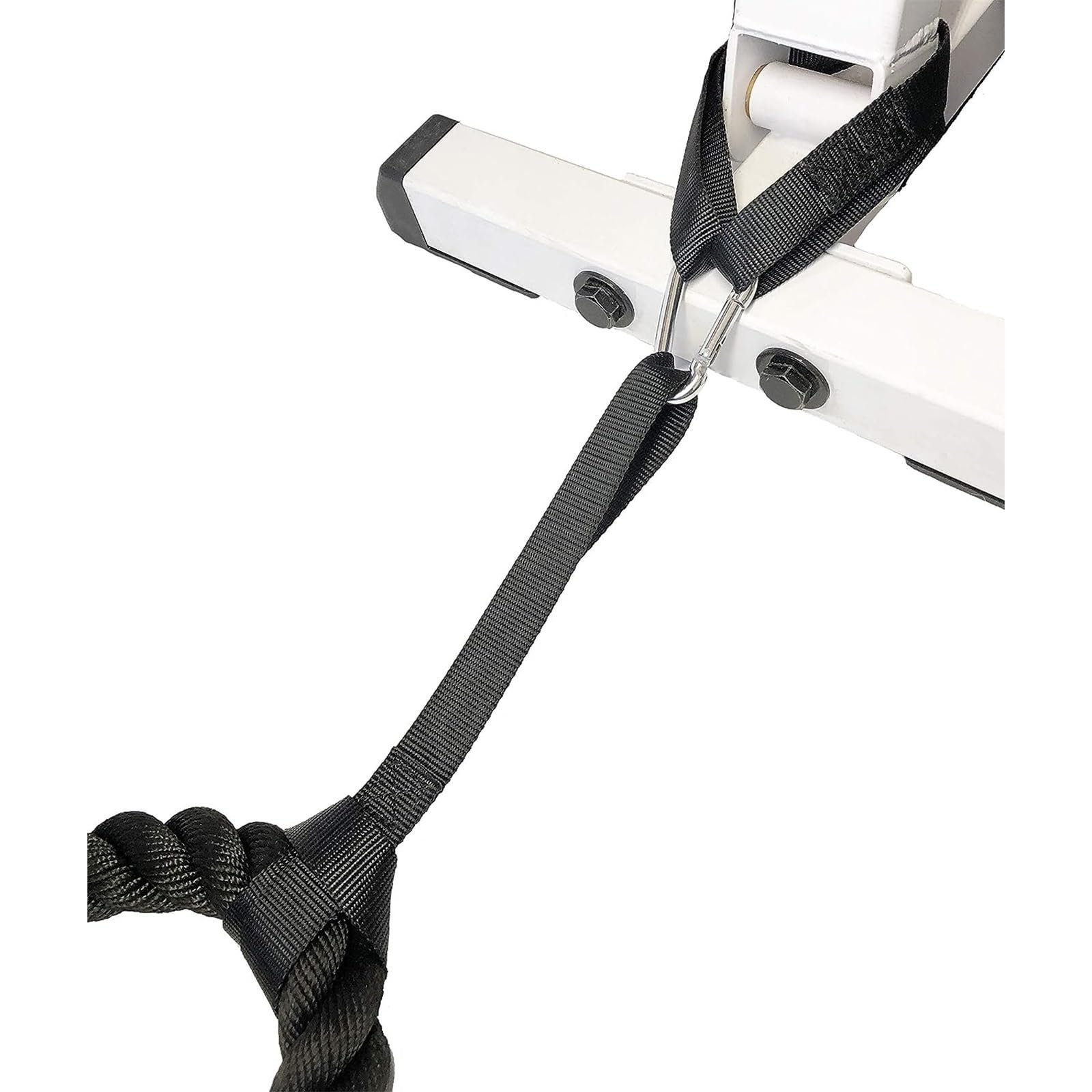 THE WHITE SHOP Battle Rope Anchor Strap Kit | Heavy Duty Reinforced Nylon | Easy and Fast Setup | Stops Rope Damage | Stainless Steel Carabiner | Includes Exercise Guide