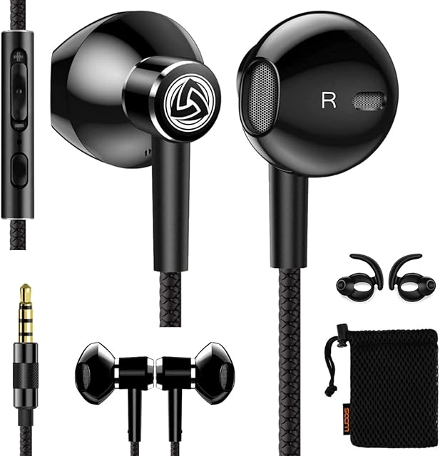 Ludos SPECTA Wired Earbuds in-Ear Headphones, Earphones with Microphone for Clear Calls, Strong Bass, Sound-Dynamic, Noise Isolating Ear Buds, for iPhone, iPad, Samsung, Laptop, Computer, Smartphones