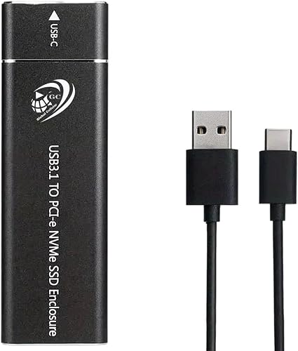 USB-C 3.1 NVMe SSD Enclosure for M.2 PCIe External Case | Hi-Speed 10Gbps | Compatible with M.2 NVMe SSDs | Tool-Free Design (Black)
