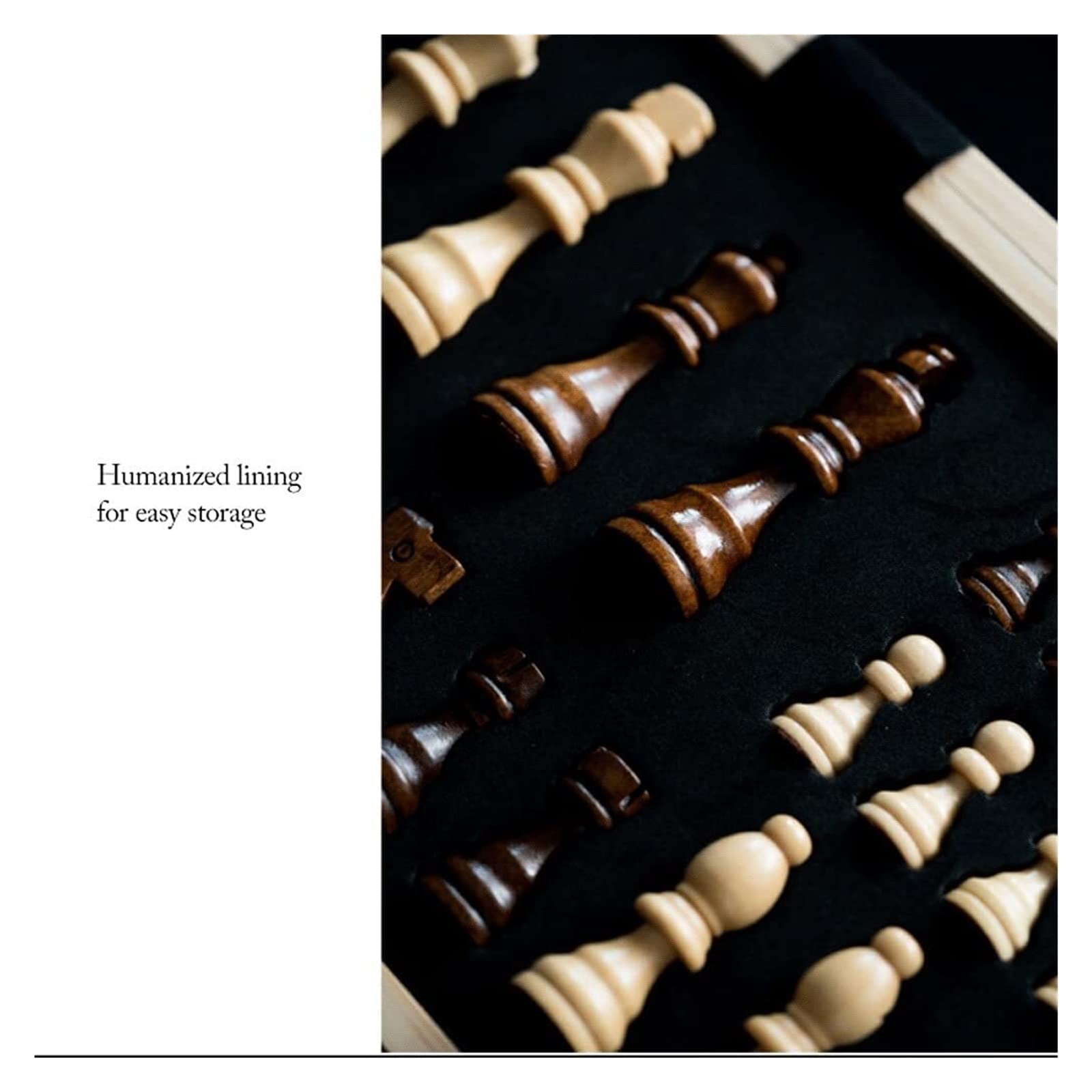 Jeux de Voyage, Jeu d'échecs de Voyage magnétique 15 Pouces, Jeu Pliant en Bois avec Fente Rangement, échiquier