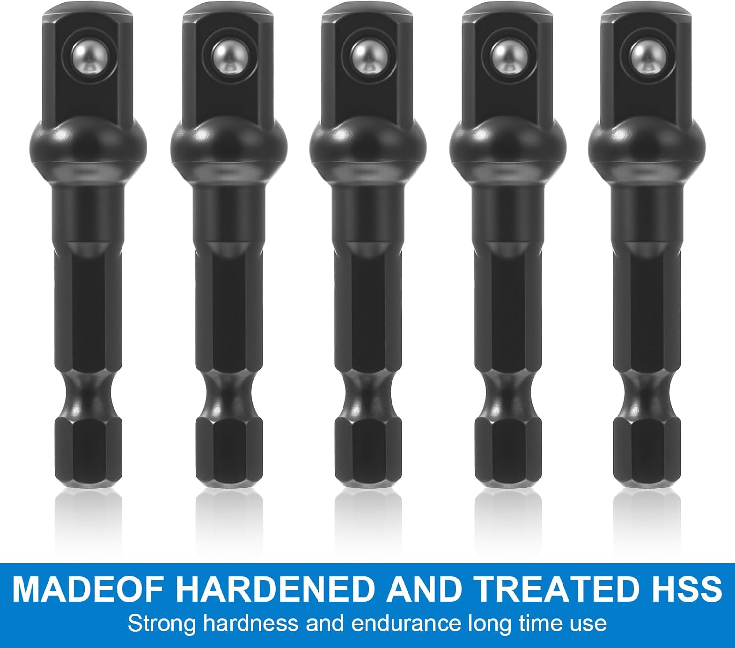 10Pcs Impact Adapter Square Socket for Drills Extension Driver Bits Hex Impact, 1/4-Inch Hex Shank Drill Bit Adapter for High Torque Impacts Wrench (3/8 Inch Square Tip, 40CR-V steel, Black)