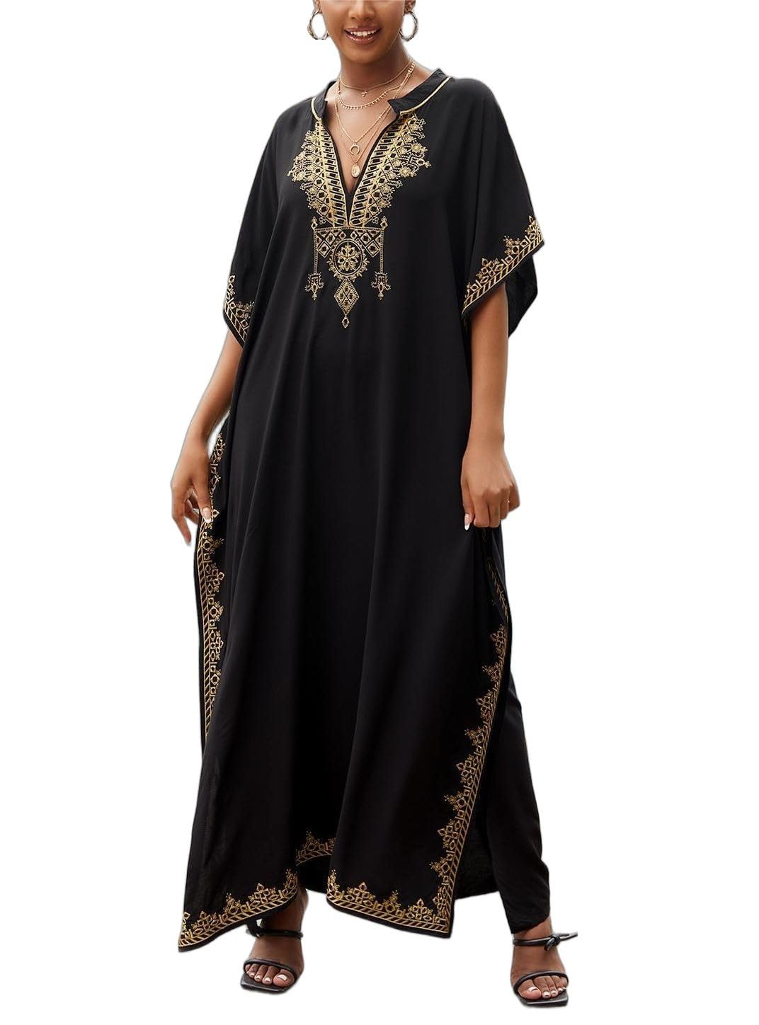 Kaftan Dresses for Women Swimsuit Coverup Plus Size Beach Caftan Cover Ups for Swimwear Embroidery-image-32