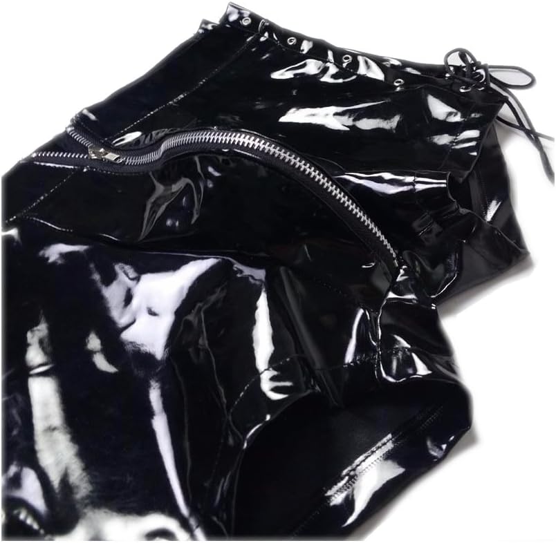 Sexy Men Lingerie Wild Male PVC Boxer Male Latex Shorts Faux Leather Brief Zipper Lace Up Costume : Clothing, Shoes & Jewelry