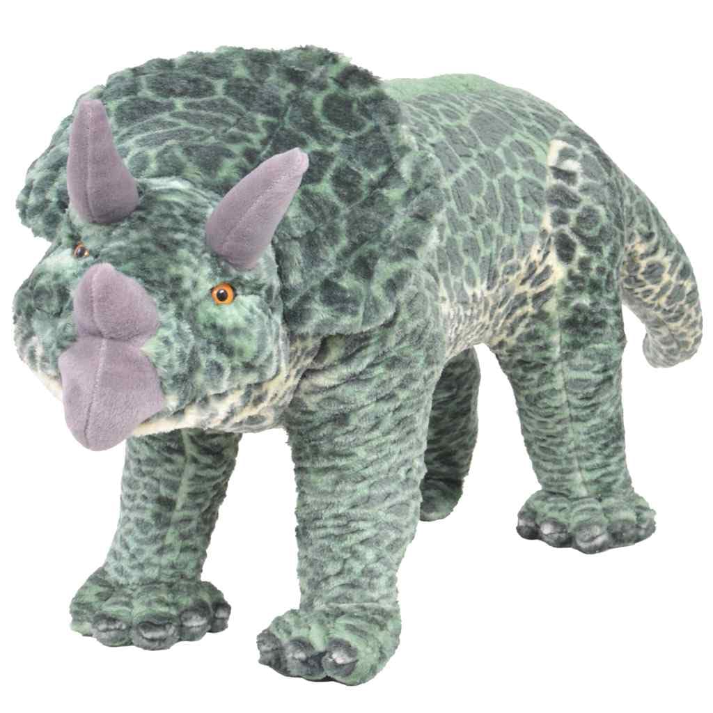 Pluszowe zwierzątko Triceratops stojące, zielone pluszowe zwierzątko ze stalową ramą, XXL 97 x 34 cm, obciążenie do 100 kg, przytulanka, zabawka dla dzieci do pokoju dziecięcego, na sofę i