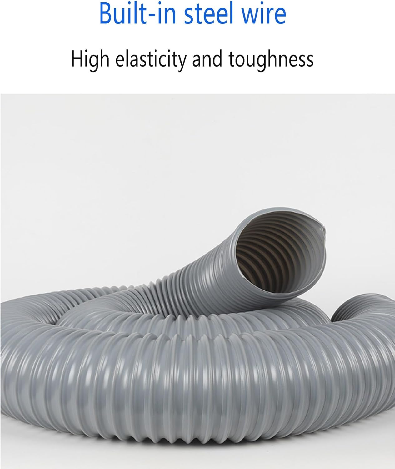 300cm/118in lenght Grey Flexible PVC Air Duct Hose, for Ventilation, Woodworking, Industrial Vacuum, Machine, Exhaust(14x300cm/5.5x118.1")