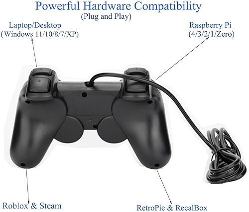 Miniatura 2 de Controlador de juego con cable USB para Windows PCRaspberry Pi Control remoto Gamepad Gaming Joystick Dual Shock Joypad para computadora portátil de