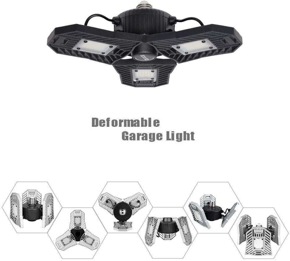 LED Garage Lights, 60W Triple Glow Garage Ceiling Light, High Bay Deformable LED Corn Light Bulbs with 6000LM 6000K Daylight,UFO LED Low Bay Light for Basement Garage Workshop Warehouse,ETL Listed