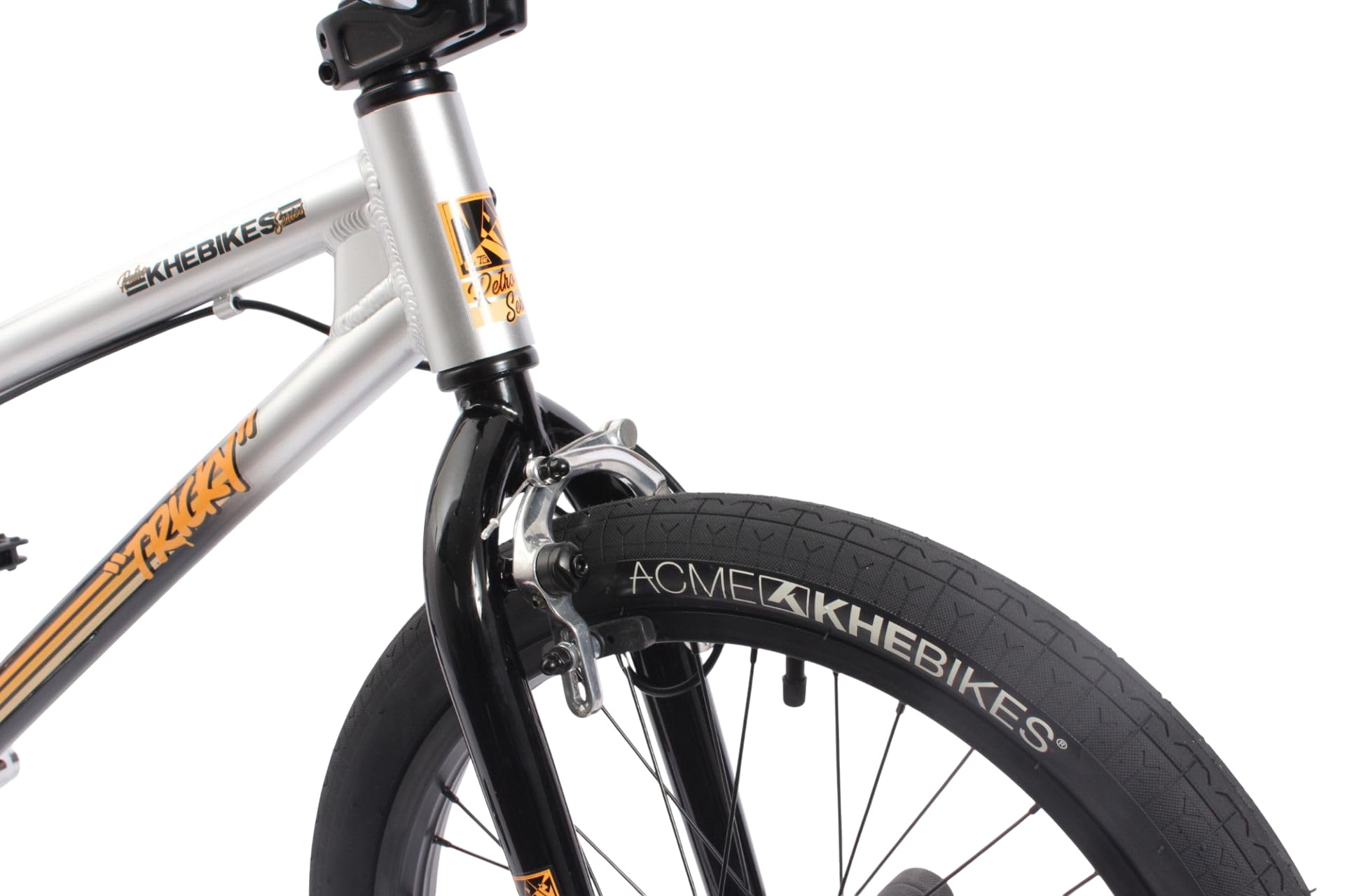 KHE Tricky AL 20 pulgadas BMX Bike – Marco de aluminio – Affix Rotor – 2 x frenos U – Pegs – 10,9 kg – Flatland Park Freestyle – para niños y adultos – Modelo 2025 – Cromo/Negro