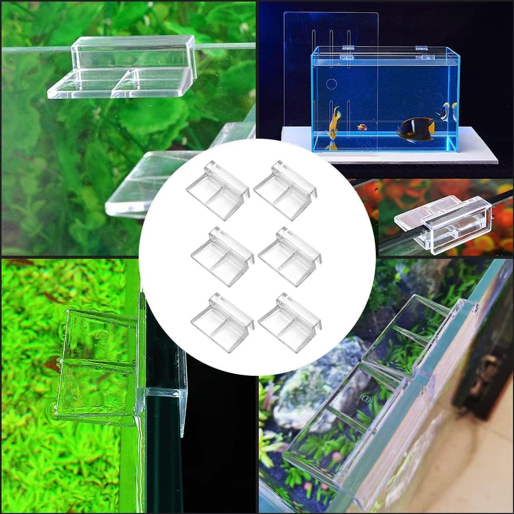 Support d'aquarium Acrylique,Clips pour Couvercle d'aquarium,Clair Support d'aquarium,réservoir de Poissons d'Aquarium,Clips de Couvercle D'aquarium Fish,10mm,Lot de 6 Clips de Protection en Verre