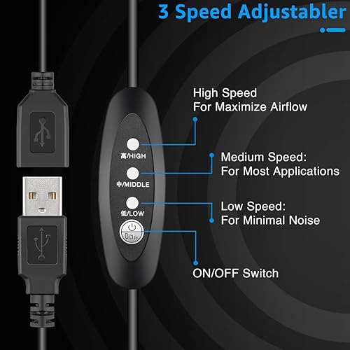 Miniatura 3 de GDSTIME Ventilador de ventilador USB de 4.724 in x 1.260 in con control de velocidad, ventiladores centrífugos de CC sin escobillas de 5 V para