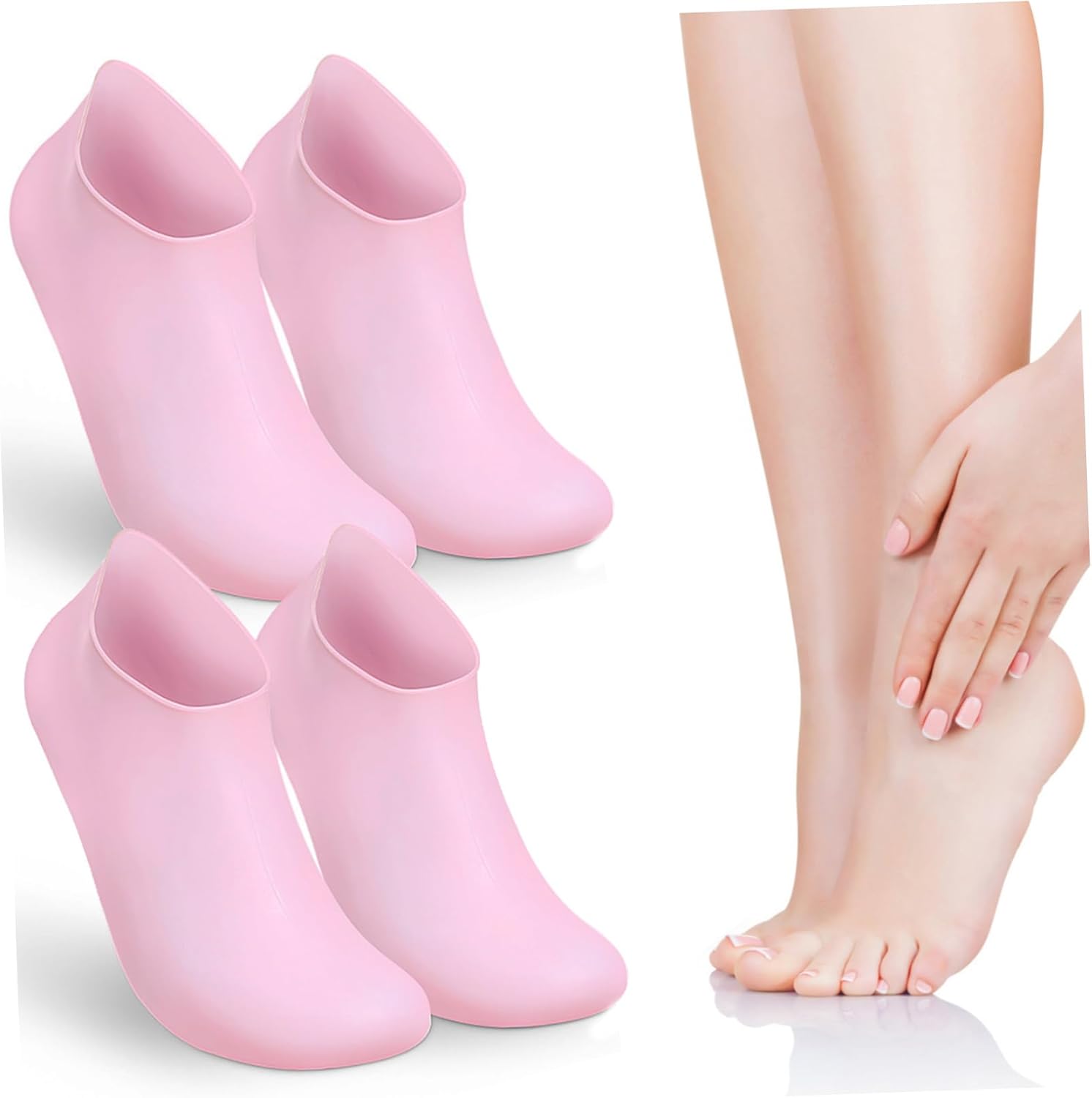 2Pairs Moisturizing Gel Socks for Dry Cracked Feet XL Silicone Foot Covers with Nonslip Sole Reusable Foot Care Socks for Spa and Daily Use Comfortable and Easy to Wear