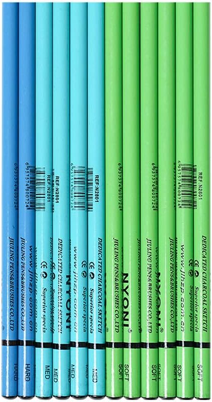 YYMIYU Sketch Charcoal Hard Professional Drawing Tool Set of 12 Charcoals