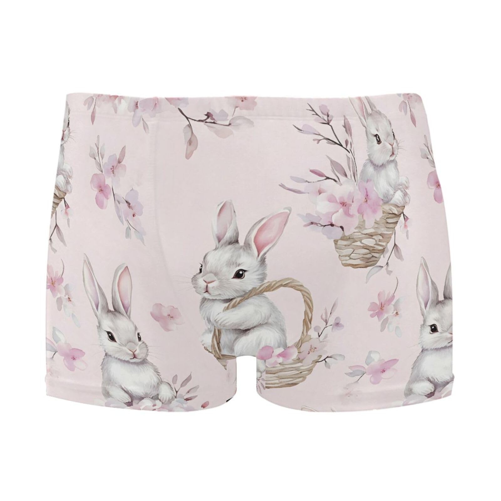 UMIRIKO Easter Bunny Pink Flowers Mens Swim Trunks Swimwear Bathing Suit Swim Brief Square Leg Board Short S-3XL 202b9046