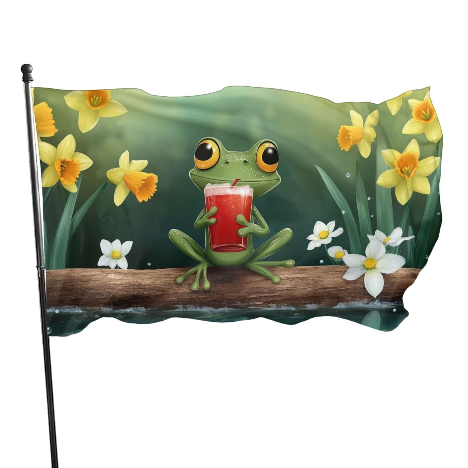 BoltPack Cute Frog Print Garden Flag 90x150cm Seasons Holiday Flag With Grommets For Outdoor Decorations Party Supplies