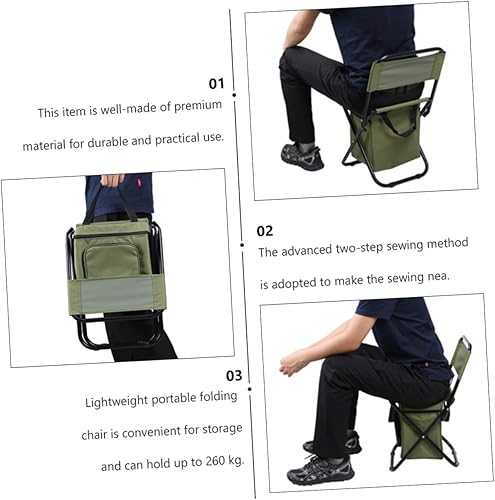 Miniatura 9 de Sillas de pesca acolchadas, sillas plegables verdes para acampar tubo de hierro resto tela Oxford