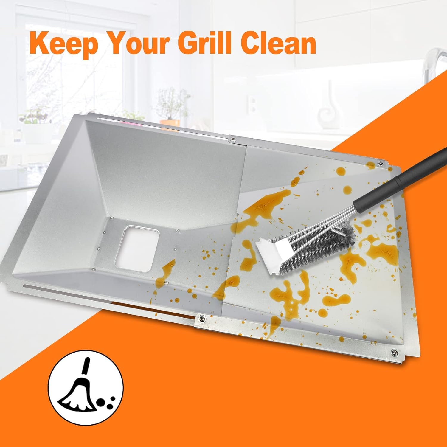 GFTIME Vaschetta per Grasso Universale con vaschetta di Raccolta da 38 cm Fino a 65 cm, Regolabile per bruciatori da 2/3/4 di Charbroil, DynaGlo, Nexgrill, Kenmore, Uniflame e Molto Altro Ancora