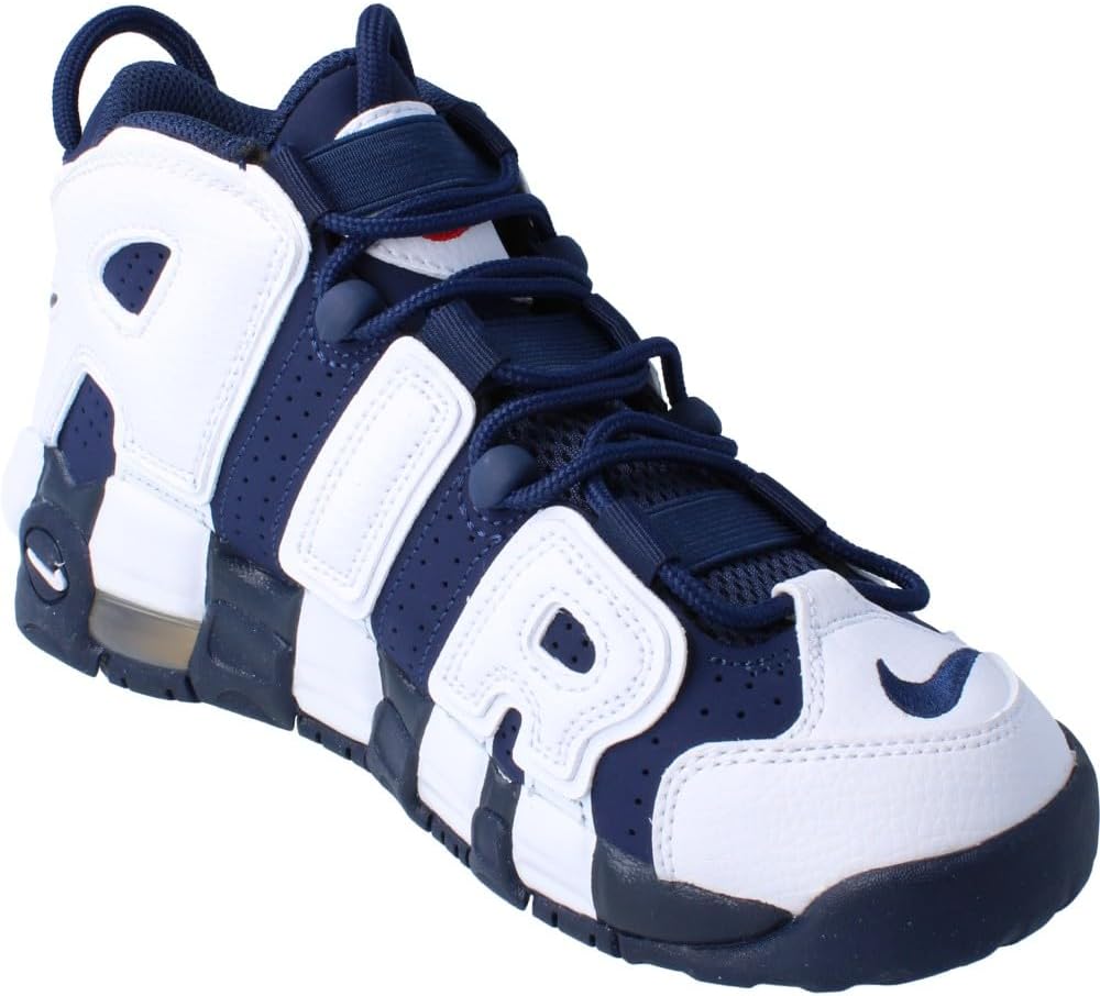Air More Uptempo GS Basketball Trainers in White Midnight Navy by Nike - Image 4