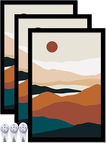 Miniatura 1 de Juego de 3 portarretratos negros de 16 x 24 pulgadas, marco transparente alto para collage de fotos de 16 x 24 pulgadas, lienzo tamaño póster,