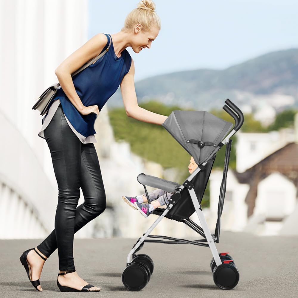 homewell Kinderwagen CITY Buggy Kinderbuggy klappbar Sportwagen Faltbar mit Sicherheitsgurt und Sonnendach 0-4 Jahre bis 22 kg federleichter kompakter Buggy (Grau)