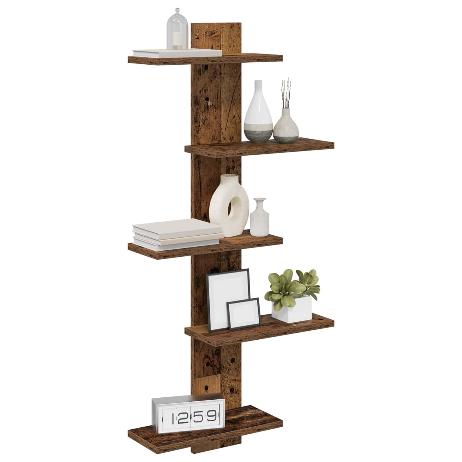 Étagère murale aspect bois vieilli 48,5 x 15 x 101 cm
