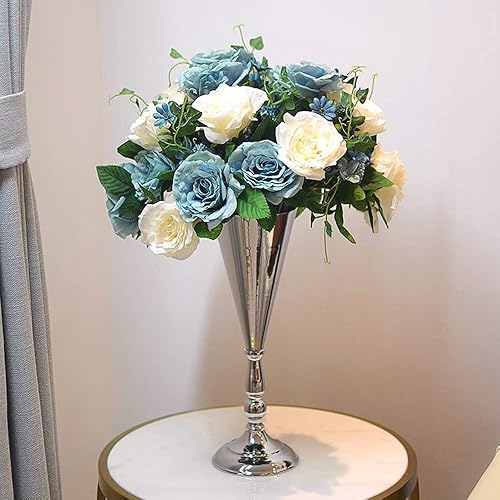 Miniatura 3 de Sziqiqi Juego de 2 centros de mesa altos metálicos para mesas de recepción de boda Florero dorado con soporte Decoración de base para fiestas,