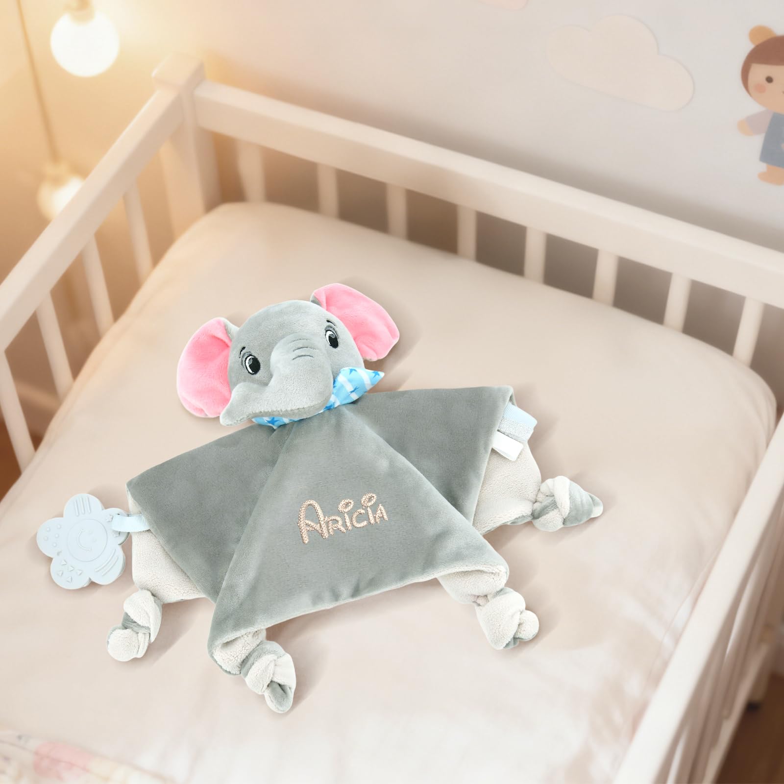 Doudou Neonato Personalizzata con Nome, Morbida Coperta Coccolosa per Neonati, Peluche Coniglio Bambini, Regalo Neonati Maschi e Femmine (C)
