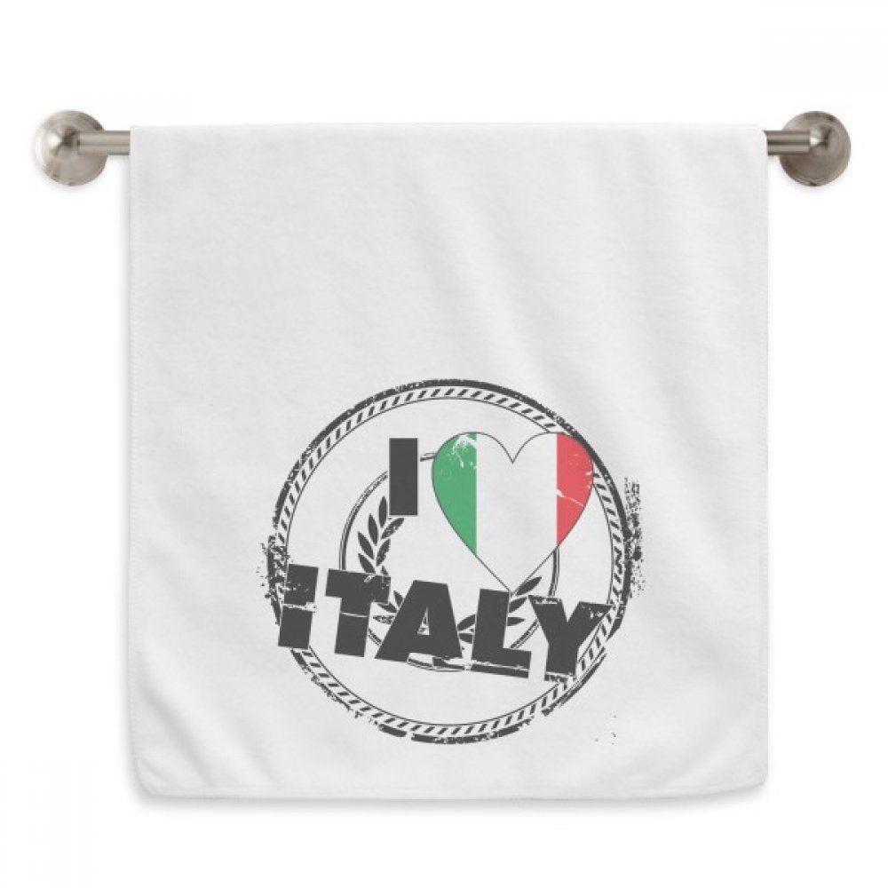 Serviette J'aime l'Italie en coton blanc motif coeur 33x74 cm pour la toilette quotidienne