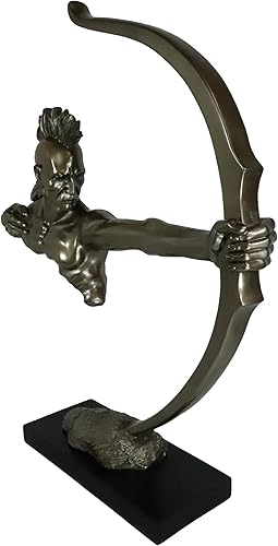Miniatura 7 de Ebros - Estatua de guerrero indio sioux de 19 pulgadas de alto con arco y flecha de arco corto con soporte de base negra, patrimonio cultural para