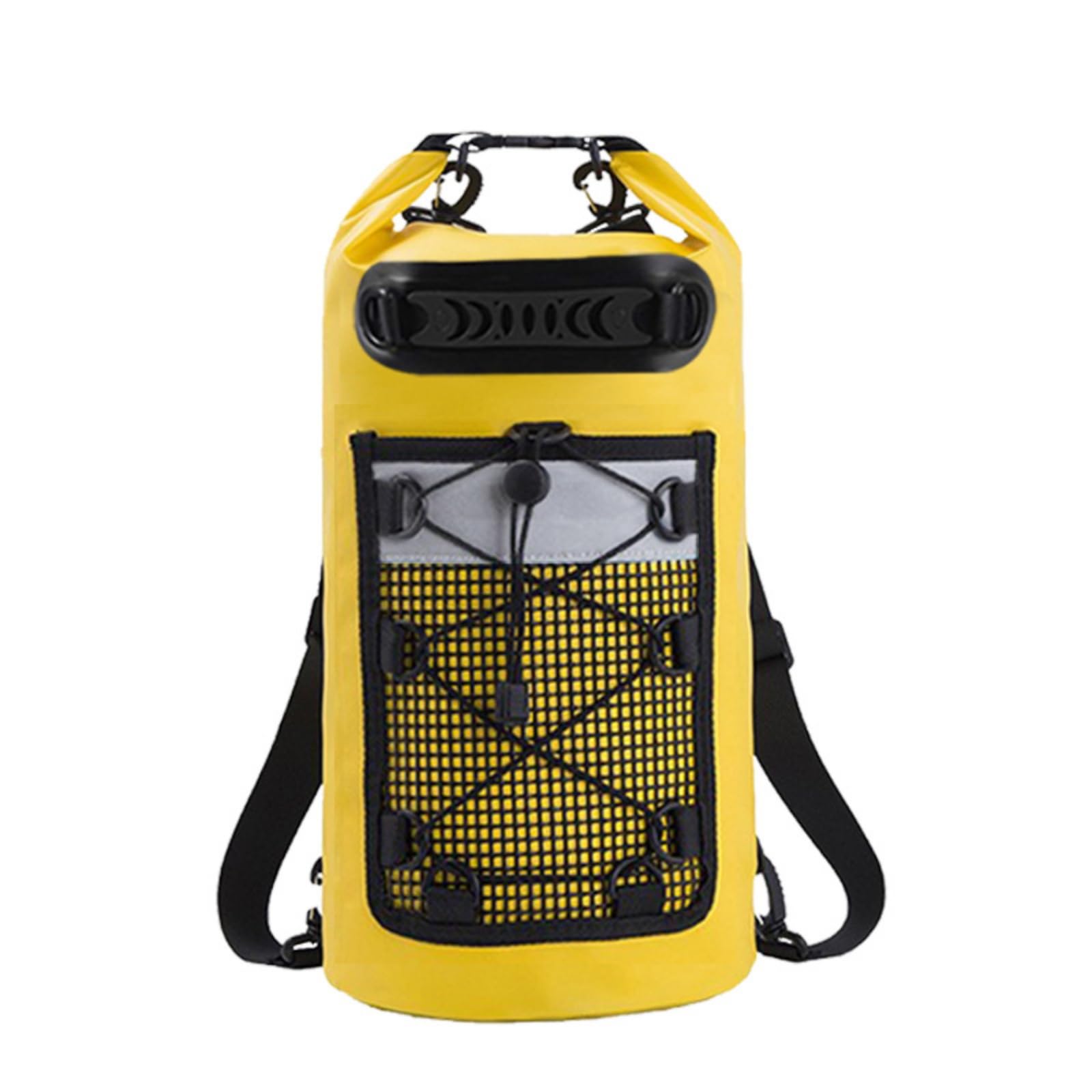 Zaino Impermeabile Outdoor Borsa Stagna Sacca a Tenuta Stagna Zaino a Rotolo in Tessuto Pvc Rivestito con di Chiusura Arrotolata E Compressone Adatto, Array, Giallo, 30L