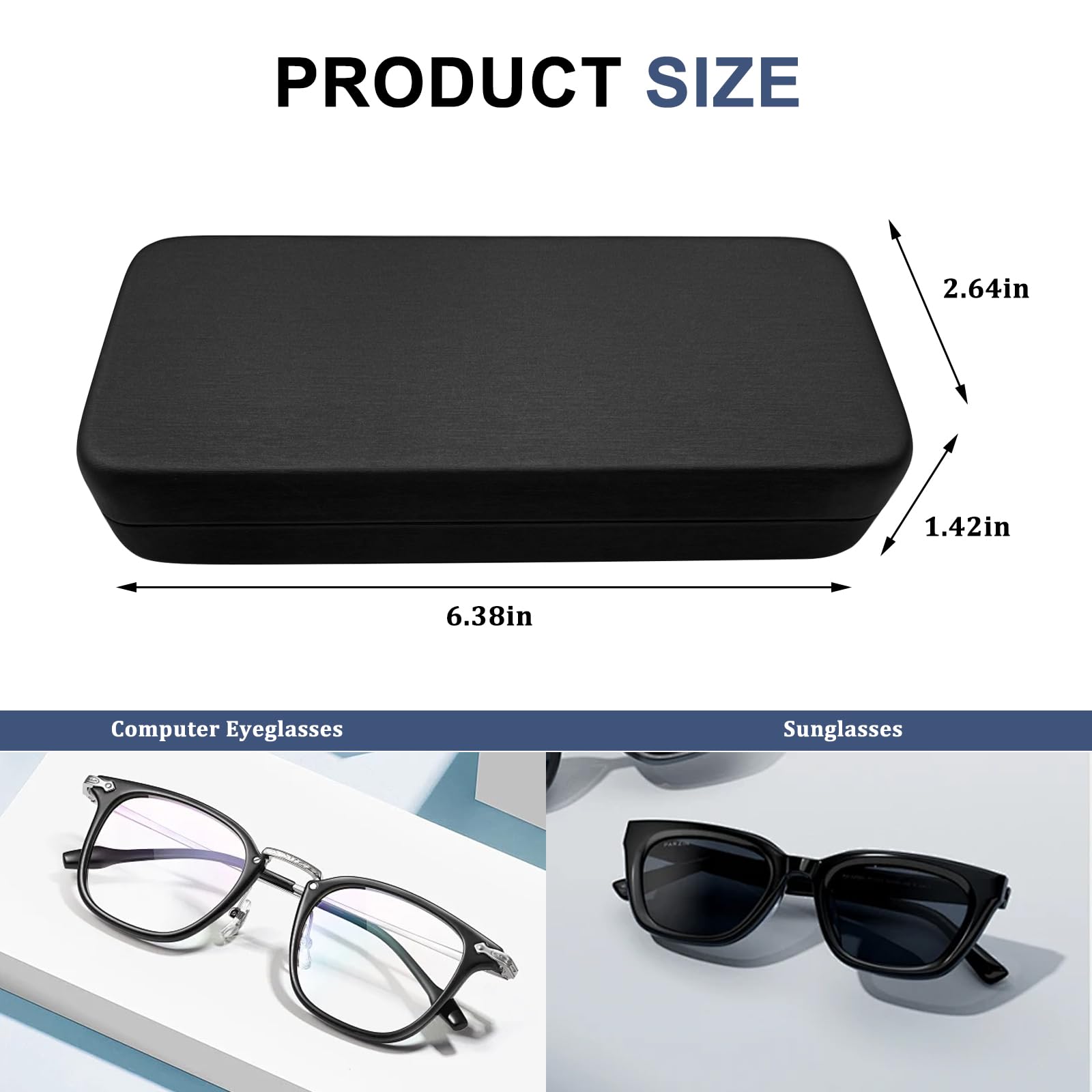 Aletolek 2 Pcs Hard Shell Eyeglasses Case,Protective Case for Glasses,Glasses Case Hard Shell,PU Leather Glasses Case,Unisex Hard Glasses Case (blue)