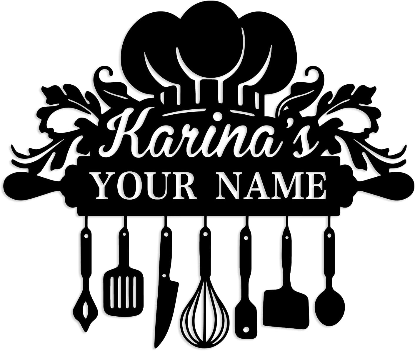 Personalized Kitchen Wall Art,Kitchen Metal Sign,Personalized Backyard Cooking Lover Name Sign,Custom Kitchen Sign Name,Kitchen Decor,Family Kitchen Sign,Mom's Kitchen,Housewarming Gift (Kitchen-N)