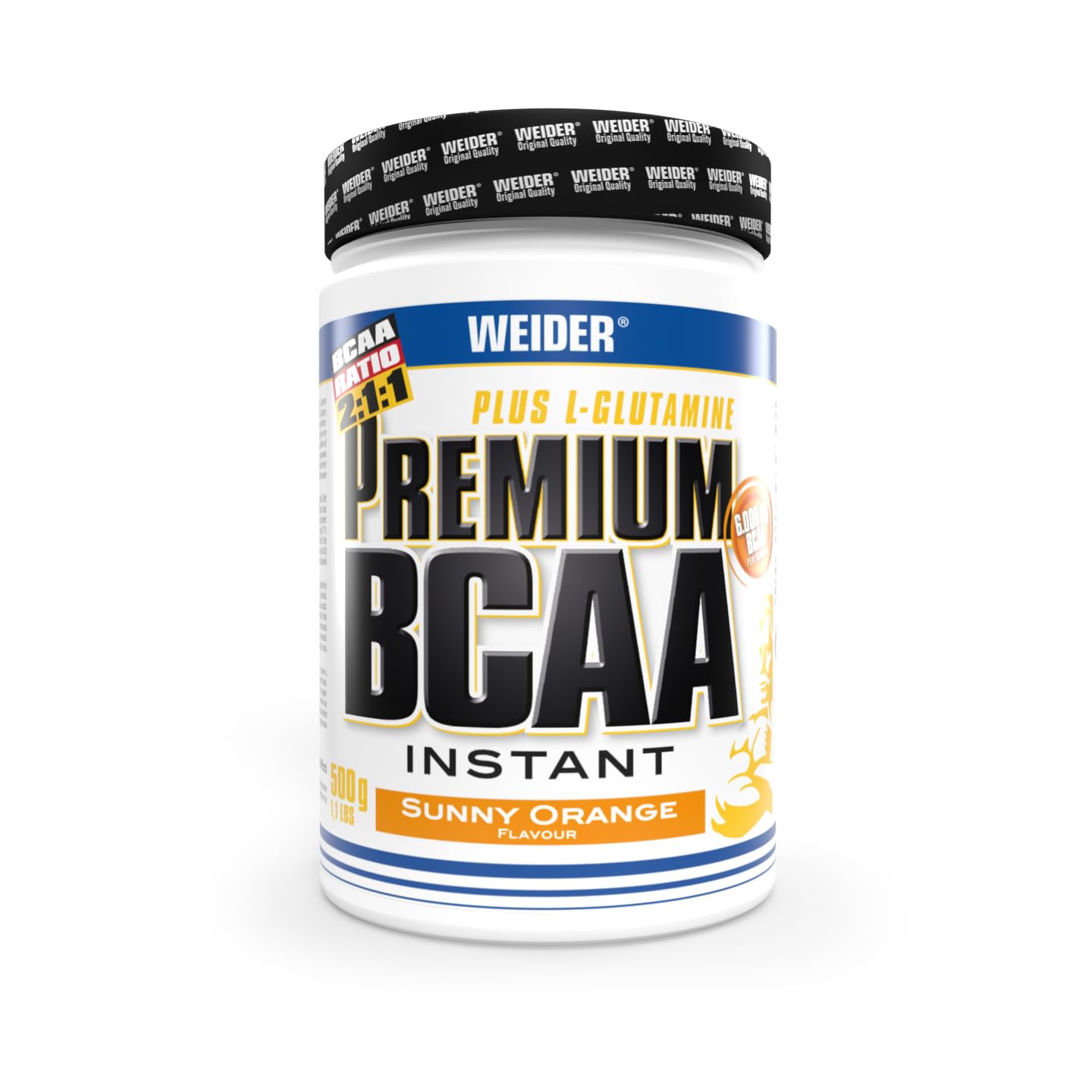 Weider- Premium BCAA Instant Aminosäuren Pulver + Glutamin und Vitamin B6, Sunny Orange, 500 g