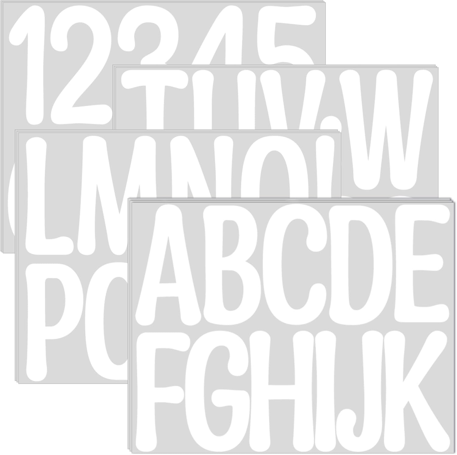 135PCS Letter Stickers Large 12 Sheets Alphabet Number Stickers Waterproof Self-Adhesive Vinyl Letters for Bulletin Board Poster Board Mailbox Crafts Classroom Home School Project Decor(White, 3 Inch)